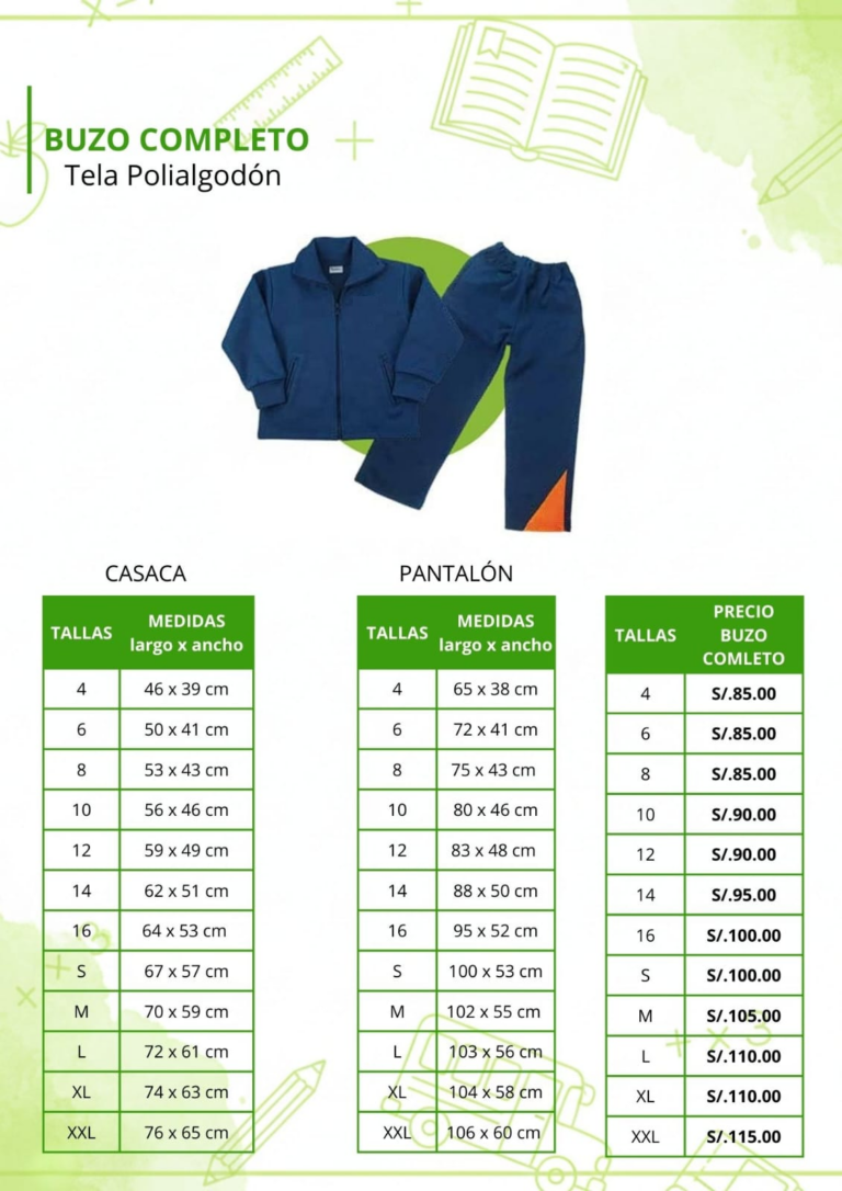 Buzo Completo de Innova School en Polialgodon
