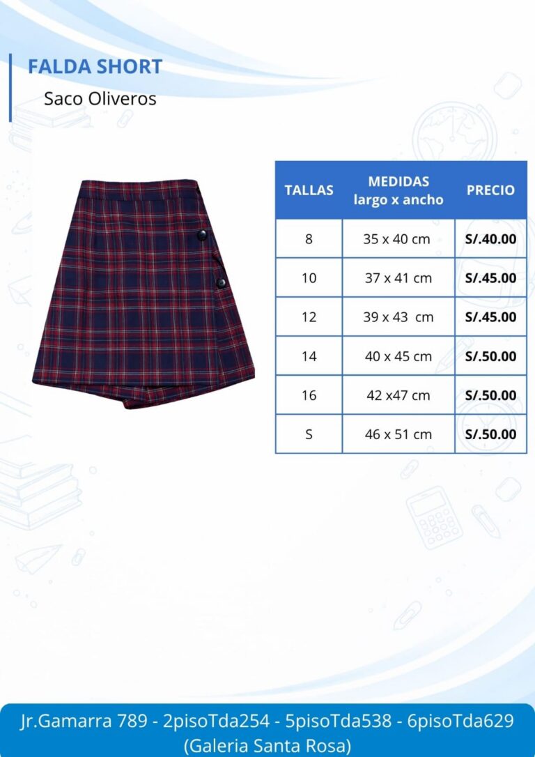 Falda Short Escolar de Saco Olivero