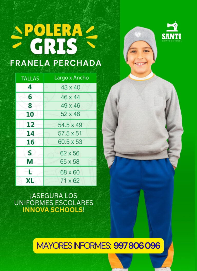 Polera cuello Redondo Gris de Innova School
